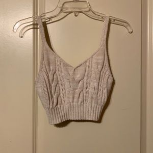 Cropped crochet white tank top